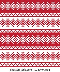 Red Christmas fair isle pattern background for fashion textiles, knitwear and graphics
