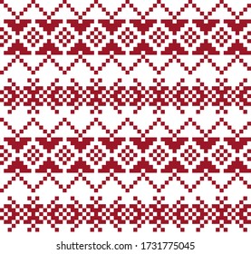 Red Christmas fair isle pattern background for fashion textiles, knitwear and graphics