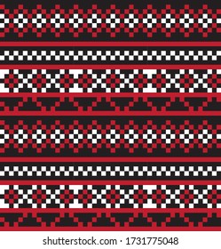 Red Christmas fair isle pattern background for fashion textiles, knitwear and graphics