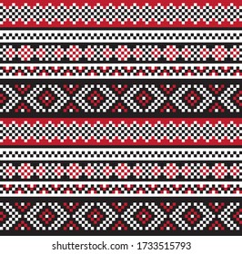 Red Christmas fair isle pattern background for fashion textiles, knitwear and graphics