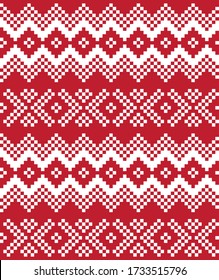 Red Christmas fair isle pattern background for fashion textiles, knitwear and graphics