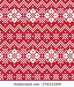 Red Christmas fair isle pattern background for fashion textiles, knitwear and graphics