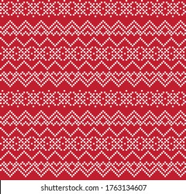 Red Christmas fair isle pattern background for fashion textiles, knitwear and graphics