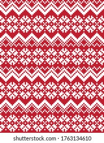 Red Christmas fair isle pattern background for fashion textiles, knitwear and graphics