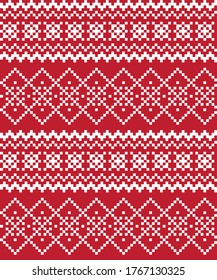 Red Christmas fair isle pattern background for fashion textiles, knitwear and graphics
