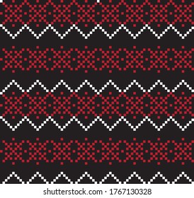 Red Christmas fair isle pattern background for fashion textiles, knitwear and graphics