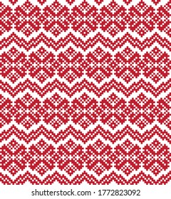 Red Christmas fair isle pattern background for fashion textiles, knitwear and graphics