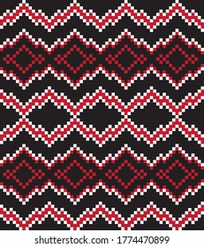 Red Christmas fair isle pattern background for fashion textiles, knitwear and graphics