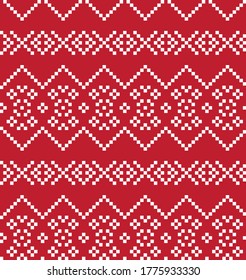 Red Christmas fair isle pattern background for fashion textiles, knitwear and graphics