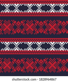 Red Christmas fair isle pattern background for fashion textiles, knitwear and graphics