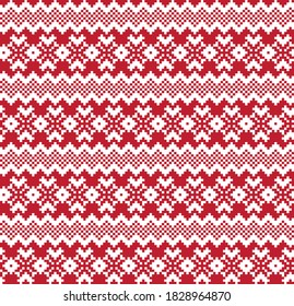 Red Christmas fair isle pattern background for fashion textiles, knitwear and graphics