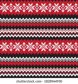 Red Christmas fair isle pattern background for fashion textiles, knitwear and graphics
