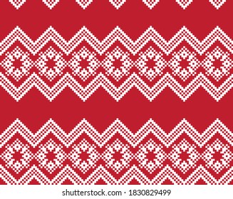 Red Christmas fair isle pattern background for fashion textiles, knitwear and graphics