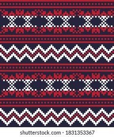 Red Christmas fair isle pattern background for fashion textiles, knitwear and graphics