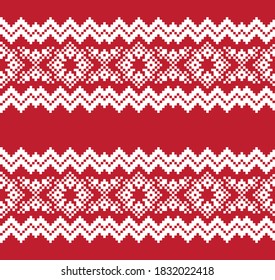 Red Christmas fair isle pattern background for fashion textiles, knitwear and graphics