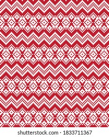 Red Christmas fair isle pattern background for fashion textiles, knitwear and graphics