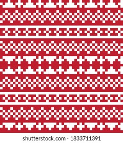Red Christmas fair isle pattern background for fashion textiles, knitwear and graphics