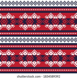 Red Christmas fair isle pattern background for fashion textiles, knitwear and graphics