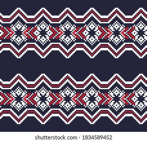 Red Christmas fair isle pattern background for fashion textiles, knitwear and graphics