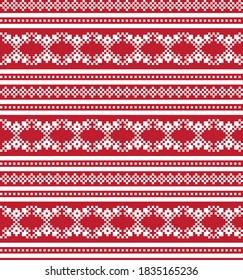 Red Christmas fair isle pattern background for fashion textiles, knitwear and graphics