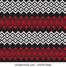 Red Christmas fair isle pattern background for fashion textiles, knitwear and graphics