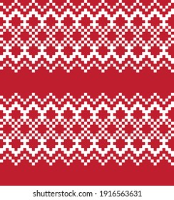 Red Christmas fair isle pattern background for fashion textiles, knitwear and graphics