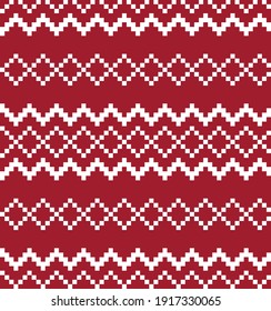 Red Christmas fair isle pattern background for fashion textiles, knitwear and graphics