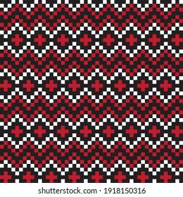 Red Christmas fair isle pattern background for fashion textiles, knitwear and graphics