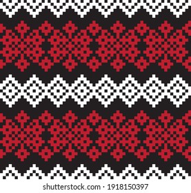 Red Christmas fair isle pattern background for fashion textiles, knitwear and graphics