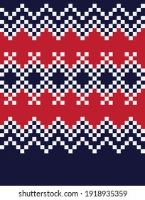 Red Christmas fair isle pattern background for fashion textiles, knitwear and graphics