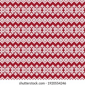 Red Christmas fair isle pattern background for fashion textiles, knitwear and graphics