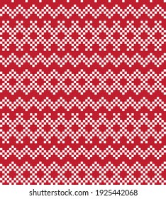 Red Christmas fair isle pattern background for fashion textiles, knitwear and graphics