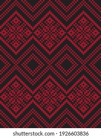 Red Christmas fair isle pattern background for fashion textiles, knitwear and graphics