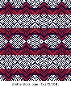 Red Christmas fair isle pattern background for fashion textiles, knitwear and graphics