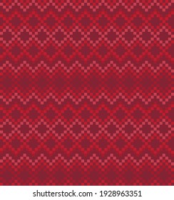Red Christmas fair isle pattern background for fashion textiles, knitwear and graphics