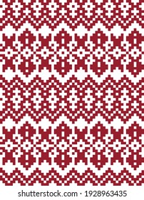 Red Christmas fair isle pattern background for fashion textiles, knitwear and graphics