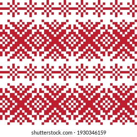 Red Christmas fair isle pattern background for fashion textiles, knitwear and graphics