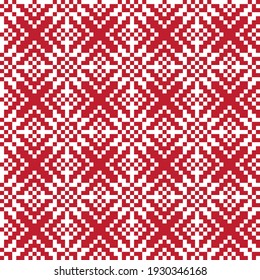 Red Christmas fair isle pattern background for fashion textiles, knitwear and graphics