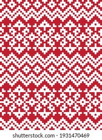 Red Christmas fair isle pattern background for fashion textiles, knitwear and graphics