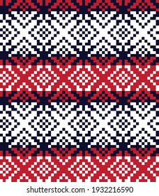 Red Christmas fair isle pattern background for fashion textiles, knitwear and graphics
