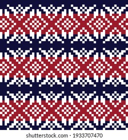 Red Christmas fair isle pattern background for fashion textiles, knitwear and graphics