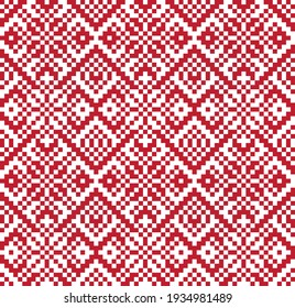 Red Christmas fair isle pattern background for fashion textiles, knitwear and graphics