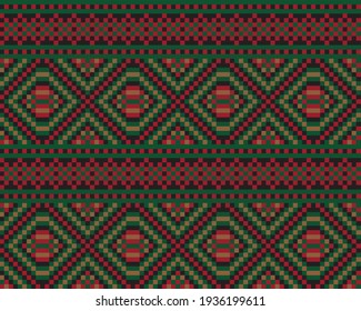 Red Christmas fair isle pattern background for fashion textiles, knitwear and graphics