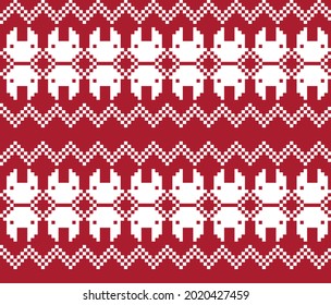 Red Christmas fair isle pattern background for fashion textiles, knitwear and graphics