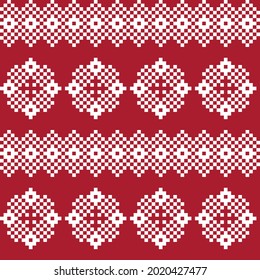 Red Christmas fair isle pattern background for fashion textiles, knitwear and graphics