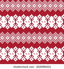 Red Christmas fair isle pattern background for fashion textiles, knitwear and graphics