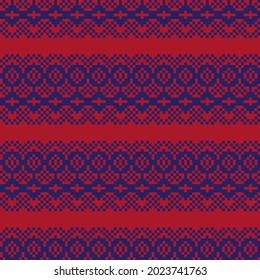 Red Christmas fair isle pattern background for fashion textiles, knitwear and graphics