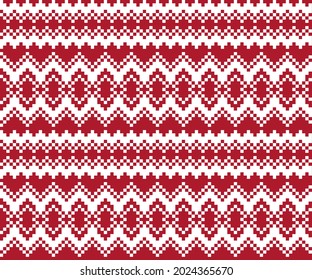 Red Christmas fair isle pattern background for fashion textiles, knitwear and graphics