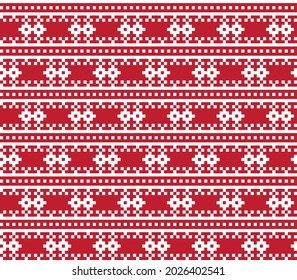 Red Christmas fair isle pattern background for fashion textiles, knitwear and graphics