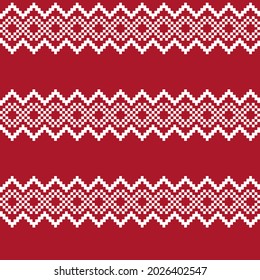 Red Christmas fair isle pattern background for fashion textiles, knitwear and graphics